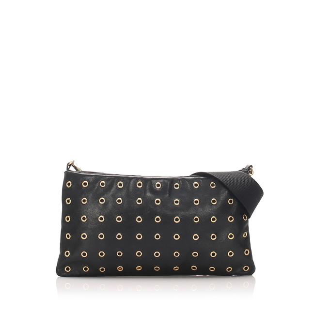 Prada Grommet Black Leather Cross Body Bag