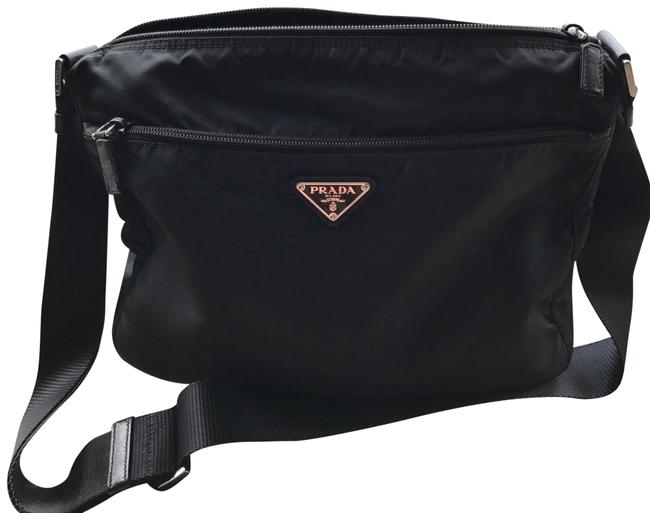 Prada Handbag. Black Nylon Cross Body Bag