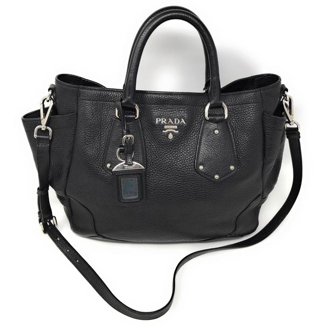Prada Handbag Satchel Black Leather Cross Body Bag