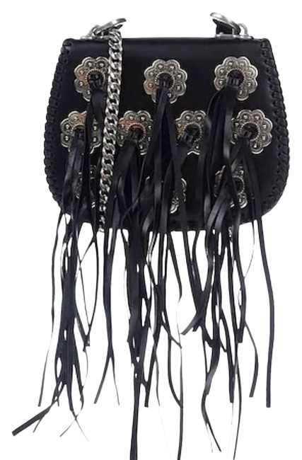 Prada Hobo Folk Saddle Black Leather Cross Body Bag