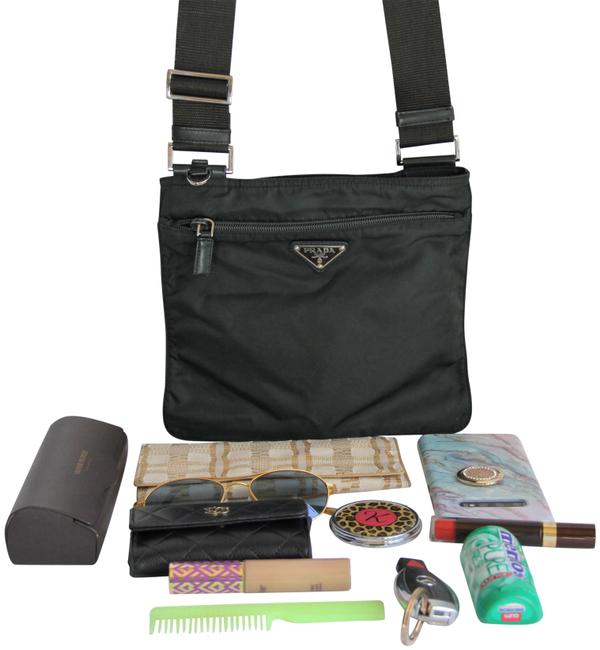 Prada Iconic Vela Nylon Dark Green Calf Leather Trim Cross Body Bag