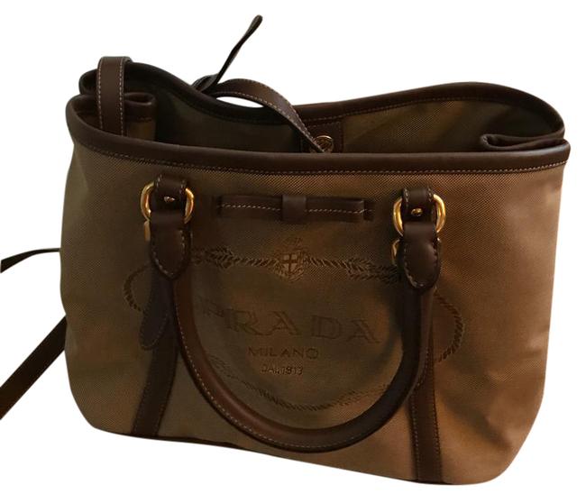 Prada Jacquard Tan Canvas Cross Body Bag