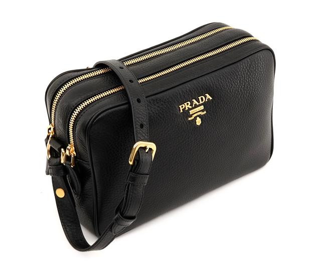 Prada Phenix Camera Large Black Leather Cross Body Bag