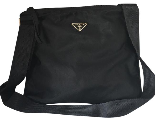 Prada Large Nylon Vela Black Cross Body Bag