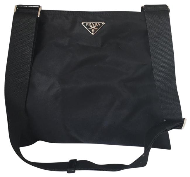 Prada Large Vela Nylon Black Cross Body Bag