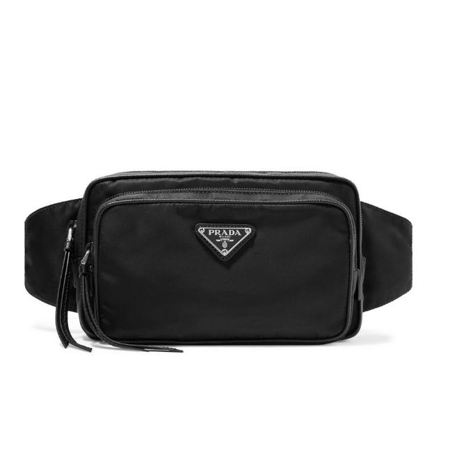 Prada Belt Leather Trimmed Shell Fanny Pack Cross Body Bag
