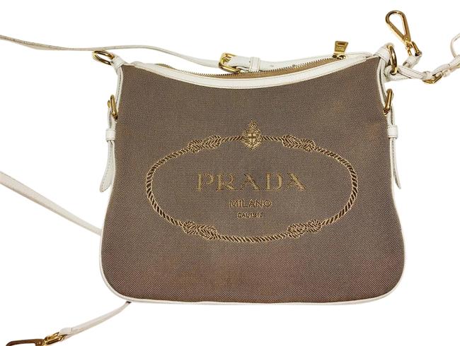 Prada LeatherCanvas Cross Body Bag