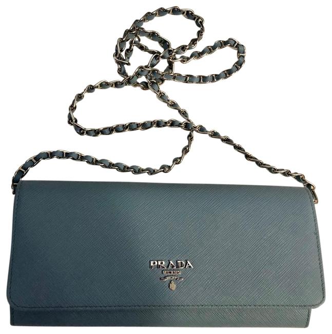 Prada Light Blue Saffiano Leather Cross Body Bag