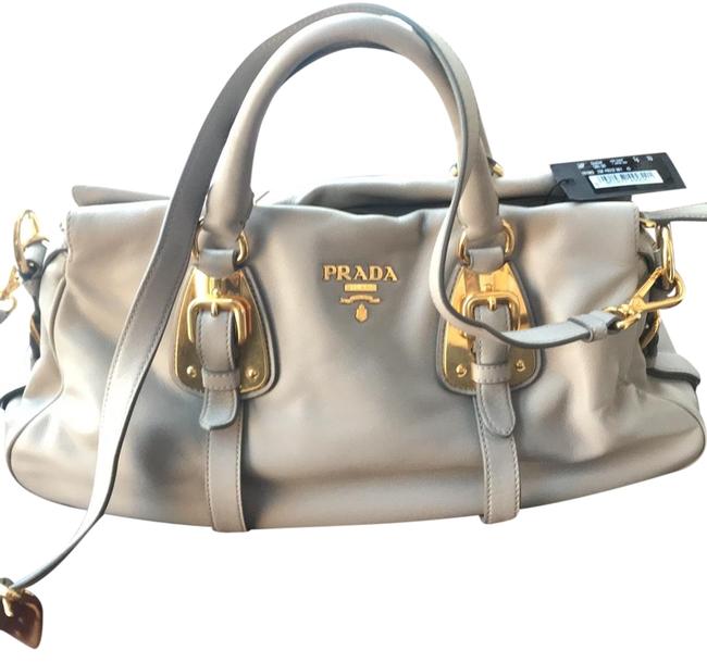 Prada Light with Gold Grey Leather Cross Body Bag