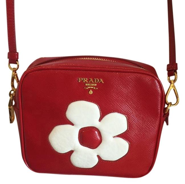 Prada Limited Edition Floral Red Leather Cross Body Bag