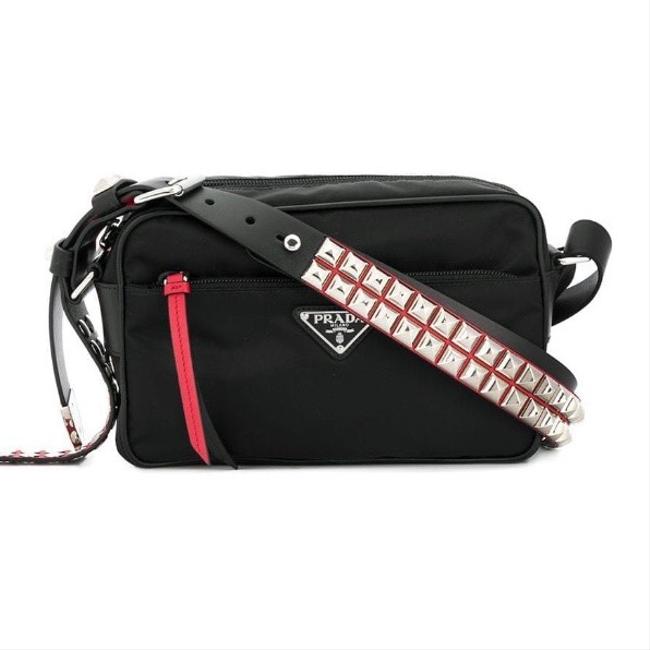 Prada Logo Appliqued Shell Studded Cross Body Bag
