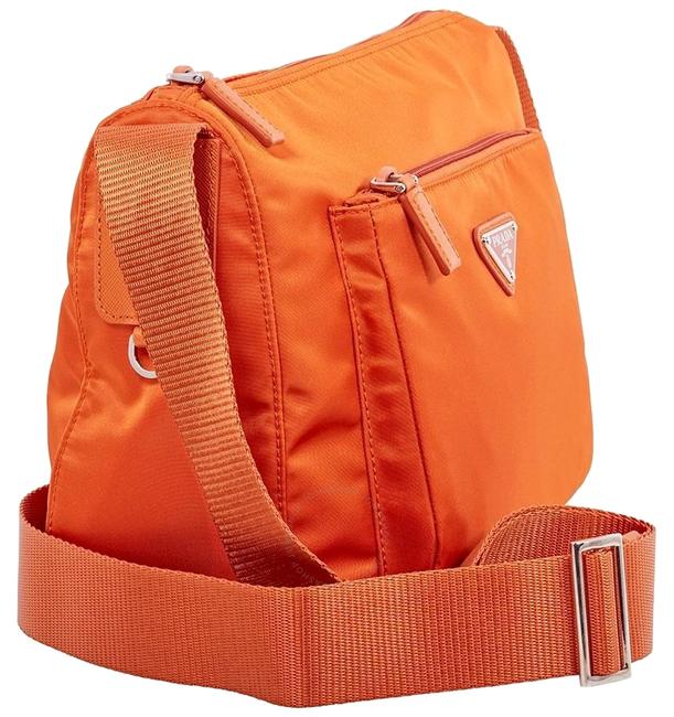 Prada Logo Pouch Orange Nylon Cross Body Bag