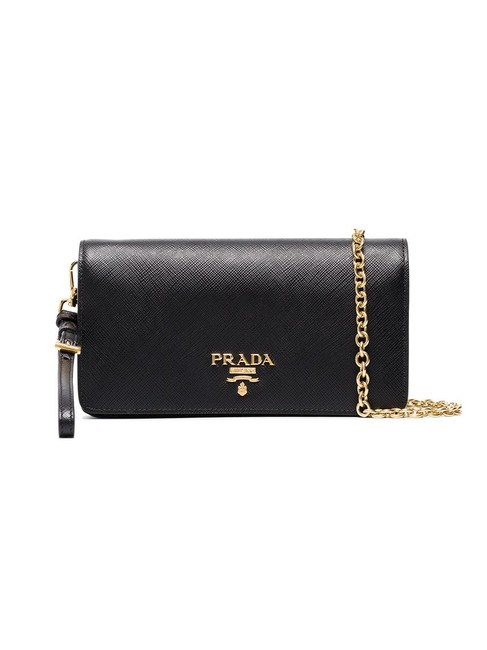 Prada Chain Logo Wallet Leather Cross Body Bag