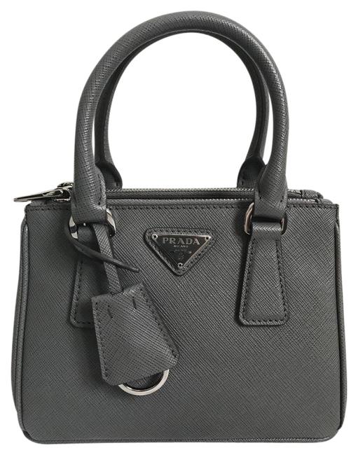 Prada Lux Micro Convertible Gray Saffiano Leather Cross Body Bag