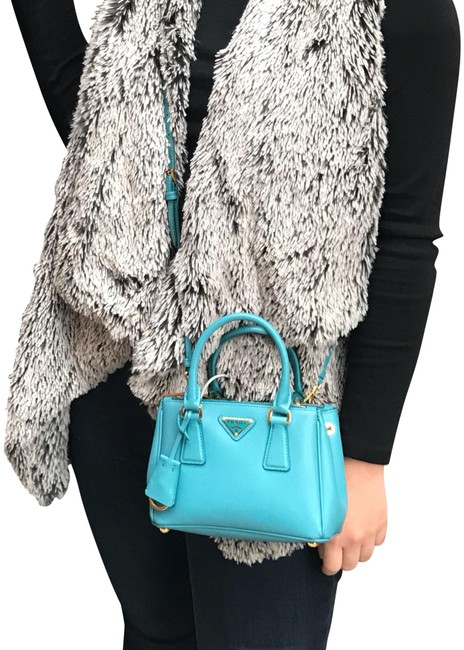 Prada Lux Mini Turquoise Saffiano Leather Cross Body Bag