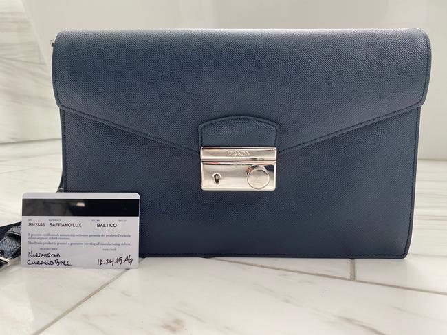 Prada Lux Saffiano Baltico Navy Leather Cross Body Bag