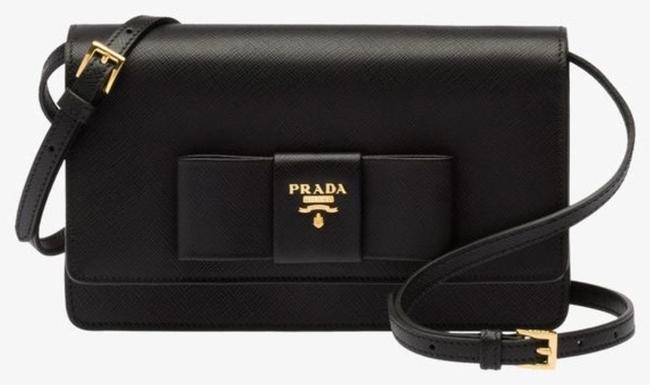 Prada Lux Saffiano BlackRed Cross Body Bag
