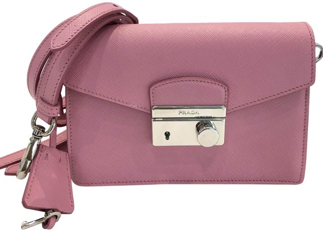 Prada Lux Saffiano Sound Pink Leather Cross Body Bag