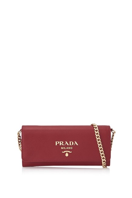 Prada Wallet on Chain Lux Saffiano Fuoco Cross Body Bag