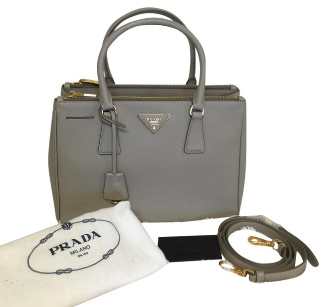 Prada Lux Tote Grey Saffiano Leather Cross Body Bag