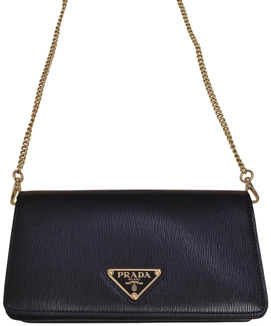 Prada Luxury Woc Black Leather Cross Body Bag