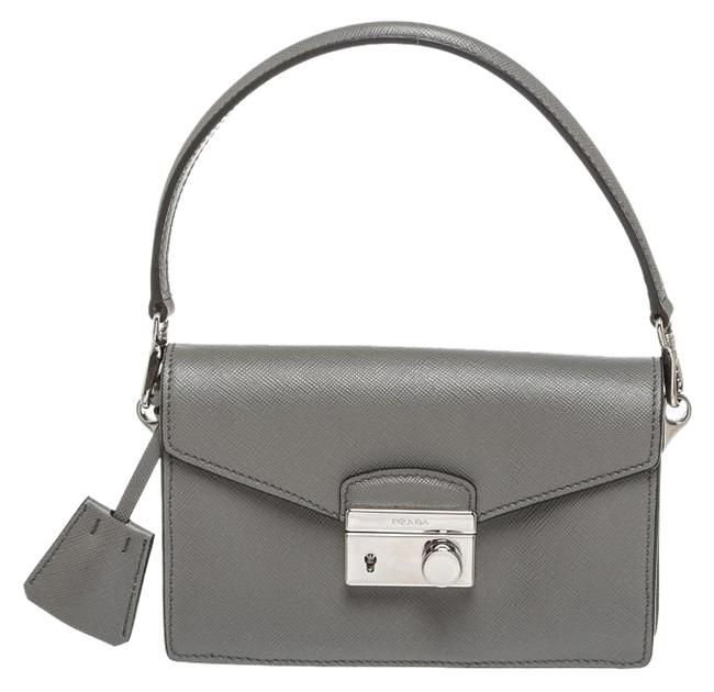 Prada Lux Marmo Saffiano Mini Handbag Gray Leather Cross Body Bag