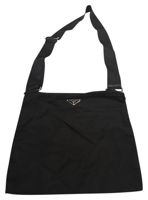 Prada Messenger Medim Flat Black Nylon Cross Body Bag