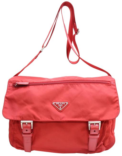 Prada Messenger 867087 Red Nylon Cross Body Bag