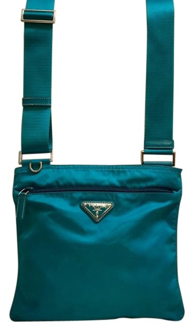 Prada Messenger Blue Green Nylon Cross Body Bag
