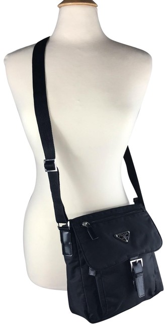 Prada Messenger Good Condition Tessuto Black Nylon Cross Body Bag