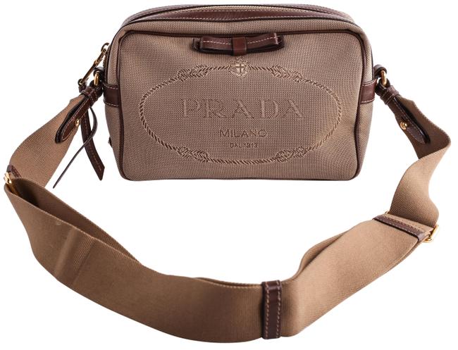 Prada Messenger Jacquard Beige Canvas Cross Body Bag