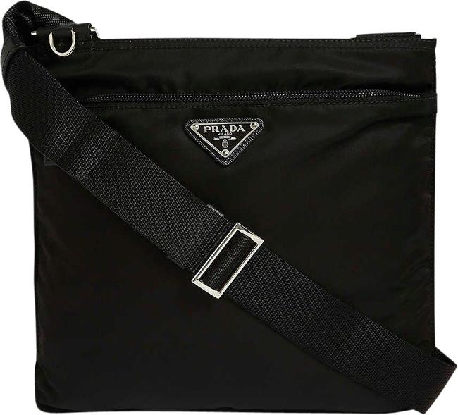 Prada Messenger New Nylon Purse Black Leather Cross Body Bag