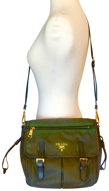 Prada Messenger Nylon Green Cross Body Bag