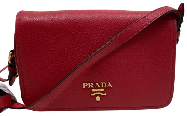 Prada Messenger Red Leather Cross Body Bag
