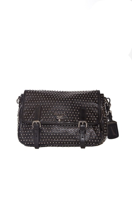 Prada Messenger Studded Black Cross Body Bag