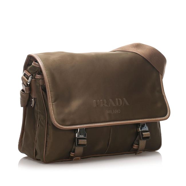 Prada Messenger Tessuto Brown Leather Cross Body Bag