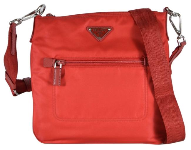 Prada Messenger Tessuto Sport Handbag 1bh716 Red Nylon Cross Body Bag