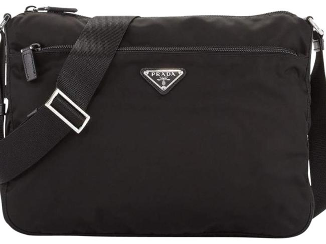 Prada Messenger With Flint Zipper Pocket Black Nylon Cross Body Bag