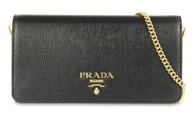 Prada Wallet on Chain Mini Bandoliera Black Leather Cross Body Bag
