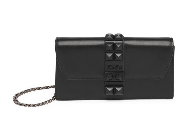 Prada Mini Elektra Studded Black Leather Cross Body Bag