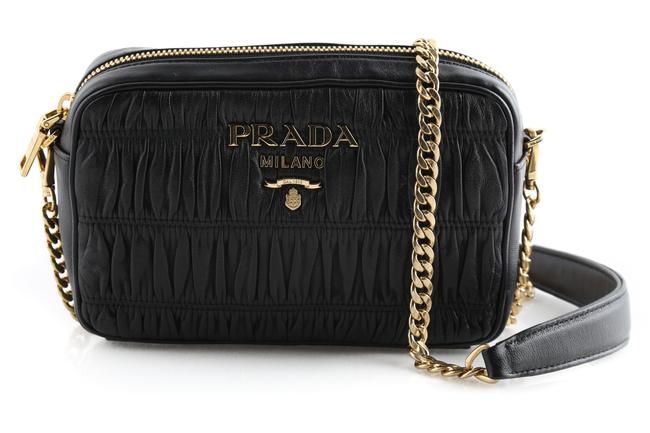 Prada Mini Gaufre Camera Black Nappa Leather Cross Body Bag