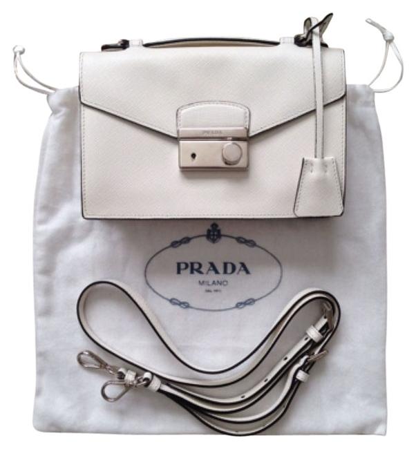 Prada Mini Handbag BlancoWhite F0009 Saffiano Lux Leather Cross Body Bag