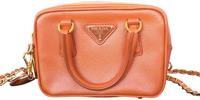 Prada Mini Orange Saffiano Leather Cross Body Bag