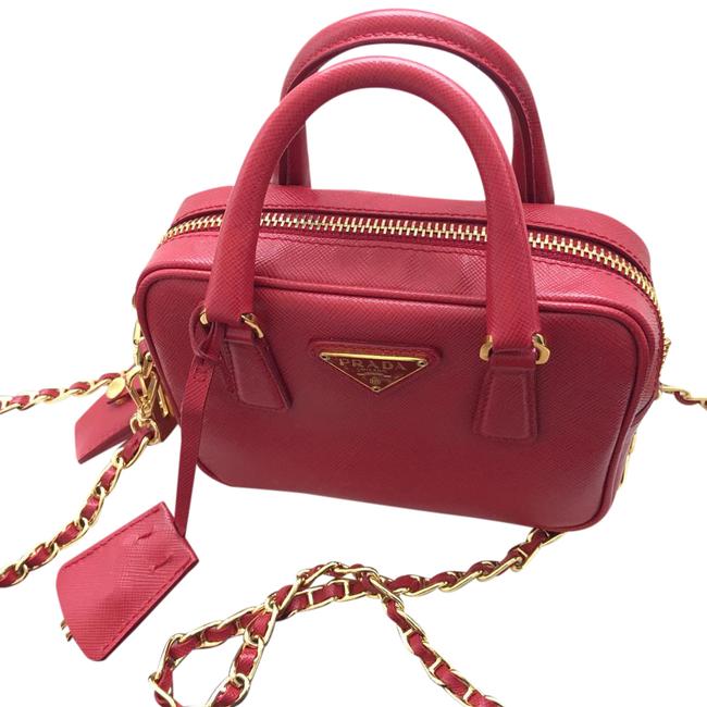 Prada Alma Mini Red Saffiano Lux Cross Body Bag