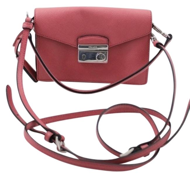 Prada Mini Sound Tamaris Pink Saffiano Lux Leather Cross Body Bag