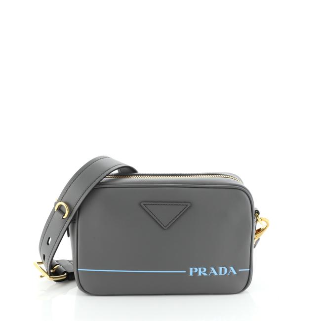 Prada Mirage Small Blue Gray Leather Cross Body Bag