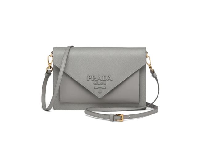 Prada Monochrome Grey Saffiano Leather Cross Body Bag