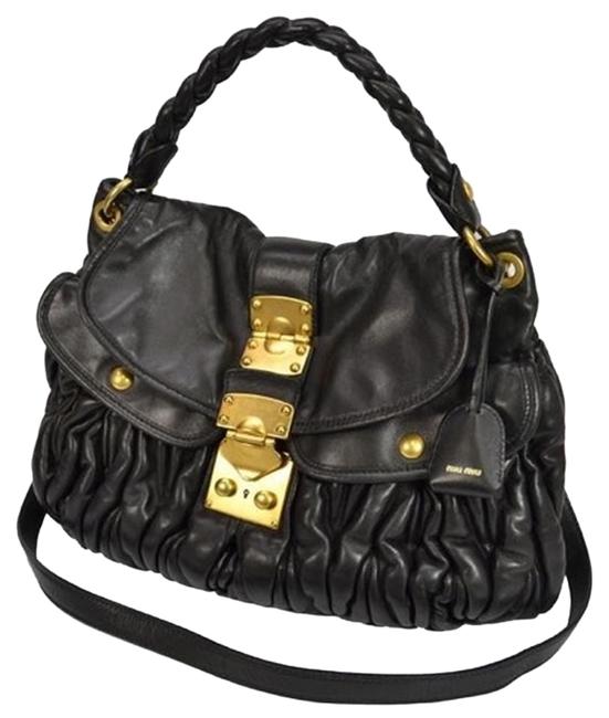 Prada Mui Mui Mateleasse Black Napa Leather Cross Body Bag