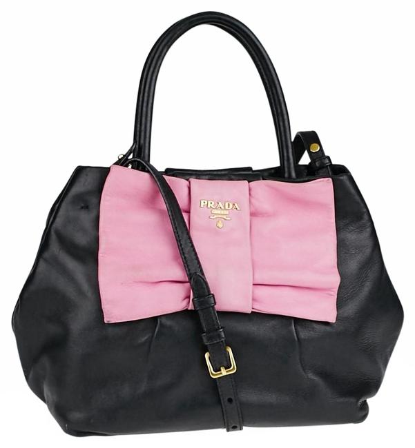 Prada Nappa Bow Detail Black Leather Cross Body Bag