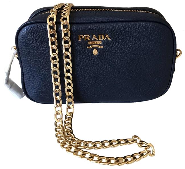 Prada Navy Blou Leather Cross Body Bag